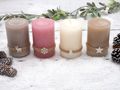 Zapfen Adventskerzen Kerzen Stumpenkerzen 9cm Rosa Beige Creme Taupe Weihnachten Deko 4 Stück 3