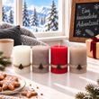 4 Stumpenkerzen - Adventskerzen MIX in Rot, Taupe, Creme, Beige mit Tanne 2