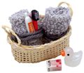 Wichtel Zubehör SET Mini Sauna Körbchen mit zwei Handtücher Seife Zahnpaste Zahnbürste Badeente  4