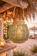 Metall Deko Laterne mit Papier in Boho Stil mit Windlicht aus Glas für Balkon, Dachterrasse, Badezimmer, Wohnzimmer oder als Eventdeko 4