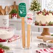 Teigschaber Weihnachtsdesign Christmas Happy New Year Grün Rot Holz Silikon 2 Stück 2