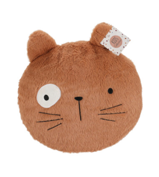 Kissen Katze Hellbraun Plüsch Plüschkissen Kuschelkissen Kinderzimmer Deko Kinder 27cm Ø
