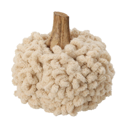 Creme mit Locken Kürbis Stoff Holz Herbst Deko Tischdeko 9cm Ø