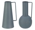 Vase Grau Blau mit Henkel Metall 2 Formen Tischdeko 21cm Hoch 1