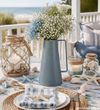 Deko Metall Vase mit Henkel in Blau-Grau - Modern Maritim Tischdeko Geburtstag Hochzeit Sommer Party 3