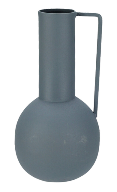 Vase Grau Blau mit Henkel Metall 2 Formen Tischdeko 21cm Hoch
