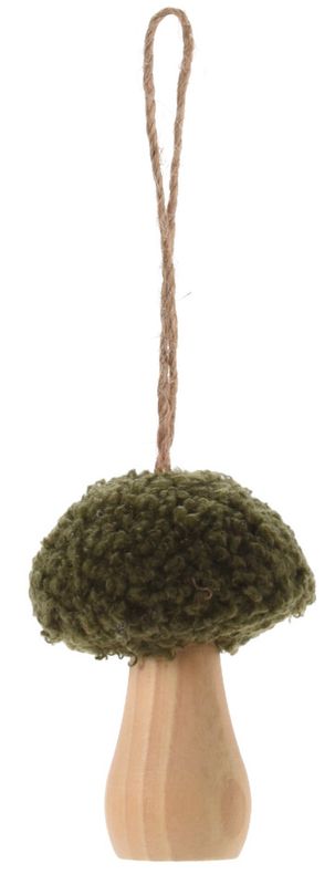 Pilz Holz Teddy Grün Hängedeko Herbst Deko 9 cm 