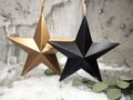 Stilvolles Stern in Gold oder Schwarz als Hängeelement aus Holz Weihnachten 2