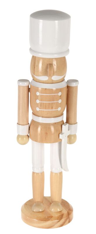 Schwert am Hosenbund Nussknacker Figur Soldat Holz Braun Weiß Tischdeko Weihnachten Deko 25 cm 