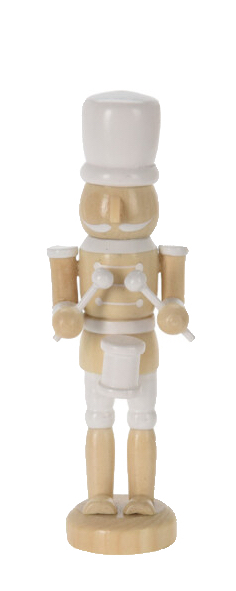 Trommel Nussknacker Figur Holz Braun Weiß Soldat Tischdeko Weihnachten 13 cm