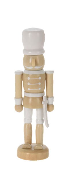 Schwert am Hosenbund Nussknacker Figur Holz Braun Weiß Soldat Tischdeko Weihnachten 13 cm