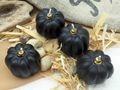 kleine schwarze Kürbis Kerzen als dekoratives Element für Erntedankfest Herbstfeste oder Mottofeiern  8