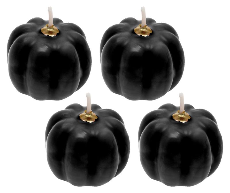 Kürbis Dekokerzen Schwarz Herbst Tischdeko 4er Set Deko 4 cm