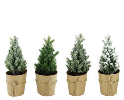 Tannenbaum Deko Kunsttanne Mini im Topf Kunstschnee Glitzer Weihnachtsdeko 17cm
