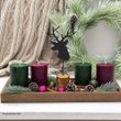 Adventsgesteck - Adventskranz mit 4 Kerzen, Hirsch, Kunstschnee, Tannenzweigen, Kugeln 4