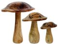 Pilz Dekofigur 3 unterschiedliche Größen Herbst Mangoholz 1