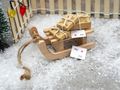 Wichtel Zubehör: Mini Lichterkette mit 6 bunten LED, Gartenzaun,Tannenbaum, Schnee, Schlitten mit Geschenke  5