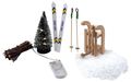 Wichtel Zubehör Wintersport Mini LED Tannenbaum Ski Schlitten Puppenhaus SET 6-teilig 1