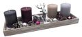 Adventsgesteck Tablett Grau Kerzen Grau Beere Braun Hirsch Silber Weihnachten Deko 1