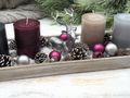 Adventsgesteck Tablett Grau Hirsch Silber Weihnachten Deko 3