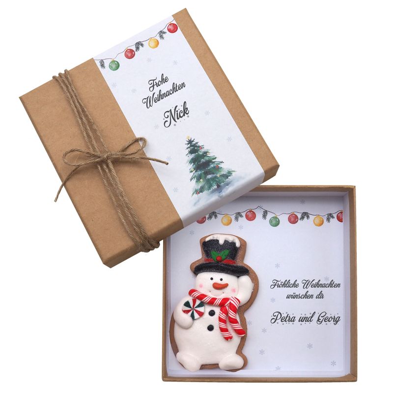 Geldgeschenk Verpackung Kraft Weihnachten Elch Weihnachtsmann Schneemann 14cm Personalisierbar