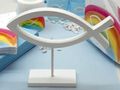  Aufsteller Fisch Weiß Kommunion Konfirmation Deko Tischdeko Regenbogen Bunt Fisch SET 20 Personen 3