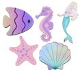 Streudeko Maritime Deko Muscheln Meerjungfrau Fische Seestern Seepferd Pastell Bunt Türkis Rosa 10 Stück 1