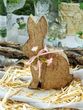 Hase Osterhase Klein Deko Mangoholz Rosa Tischdeko Ostern Frühling 15,5cm Dekoriert 5