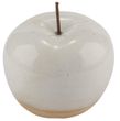 Apfel Deko Keramik Perlmutt Beige Oben Glänzend Unten Matt Frühling Pastell 10cm 1
