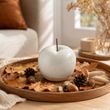 Deko Apfel Figur aus Keramik in Perlmutt Beige 10cm H Tischdeko Herbst Winter 2