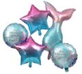 Luftballon Meerjungfrau Ballon Alu Pastell Rosa Türkis Rund Stern Flosse Deko Kindergeburtstag 1