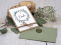 Außen Bunt Dankeskarte mit Briefumschlag Personalisiert Kommunion Konfirmation Hochzeit Eukalyptus Olive Kraft Kreuz 3