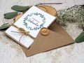 Bunt Konfirmation Einladungskarte mit Briefumschlag Personalisiert Kommunion Konfirmation Eukalyptus Kraft Fisch Gold 6