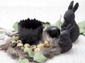 Bunt Hase Sitzend Schwarz Beton Klein Oster Deko Tischdeko 11cm Hoch 3
