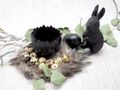 Bunt Hase Sitzend Schwarz Beton Klein Oster Deko Tischdeko 11cm Hoch 2