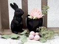 Hase Sitzend Schwarz Beton Groß Oster Deko Tischdeko 17cm Hoch 4