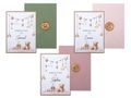 Einladungskarte mit Briefumschlag Personalisiert Taufe Hase Kraft Rosa Altrosa Olive 1