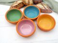 Kleine bunte Schalen aus Ton mit glasierter Innenseite in Gelb Grün Blau Rosa Geschenk Weihnachten Geburtstag 5