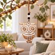 Kleine Deko Eule Mangoholz Baumschmuck Weihnachten Herbst 2