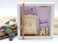 Geldgeschenk Box zur Taufe Geburt Baby Mädchen Lila PERSONALISIERT 2