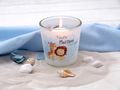 Windlicht aus Glas mit Banderole Personalisiert Arche Noah zur Taufe Tischdeko Blau 8