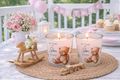 Personalisiertes Windlicht Taufe mit Bär & Hase Boho Tischdeko, Geschenkidee Baby Mädchen Junge 7