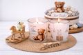 Personalisiertes Deko Windlicht Taufe mit Bär und Hase Boho Tischdeko oder als Geschenk zur Taufe Baby 5