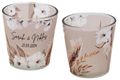 Windlicht Banderole Taupe Braun Boho Beige Creme Pampas Gräser Kerzenglas Votivglas Hochzeit Geburtstag PERSONALISIERT 7,5cm Hoch 1