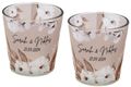 Windlicht Banderole Taupe Braun Boho Beige Creme Pampas Gräser Kerzenglas Votivglas Hochzeit Geburtstag PERSONALISIERT 7,5cm Hoch 2