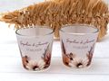 Windlicht Banderole Boho Blumen Braun Rost mit NAMEN als Geschenkidee zur Hochzeit Geburtstag Silberhochzeit 3