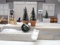 Miniatur Wichtel Zubehör Weihnachtsdeko Set mit LED-Tannenbaum & Weihnachtskranz mit weiße Schleife 4