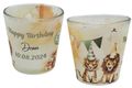 Windlicht Banderole Safari Geburtstag Löwe Tiger Giraffe Erdmännchen Kinder Party Votivglas Tischdeko PERSONALISIERT 7,5cm Hoch 2