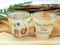Windlicht Banderole Safari Geburtstag Löwe Tiger Giraffe Erdmännchen Kinder Party Votivglas Tischdeko PERSONALISIERT 7,5cm Hoch 8
