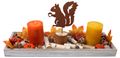 Tablett Herbst Holz Grau Orange Gelb Deko Eichhörnchen Geschenk 40cm 1